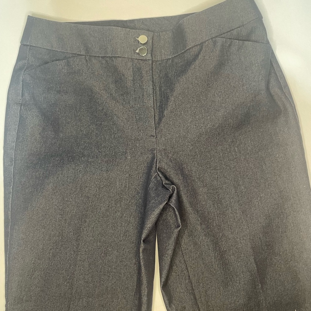 Chicos Travelers Charcoal Gray Blue Cropped Pants Womens Size 00 XS Stretch - Picture 3 of 5